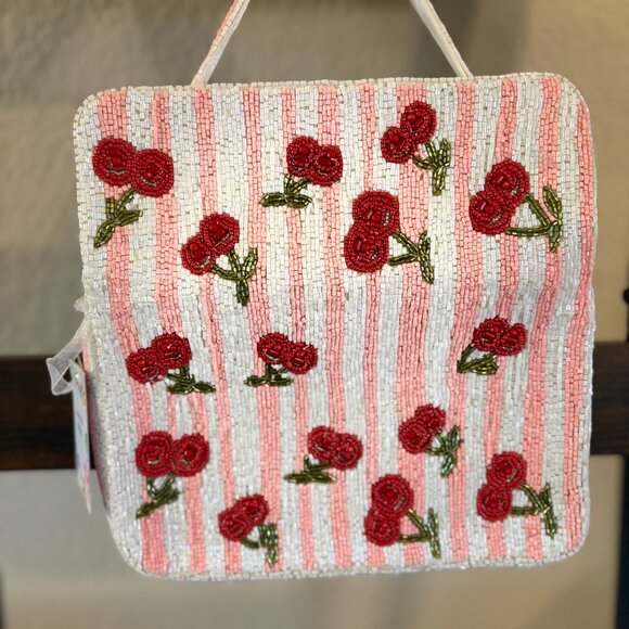Viral Cherry Beaded Bag Handmade Shoulder Purse Kitsch Y2K NWT - Picture 5 of 5